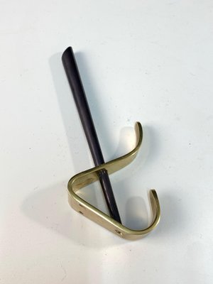 Mid-Century Italian Modern Brass & Lacquered Aluminum Coat Hooks, 1970s, Set of 4-JDR-1125449