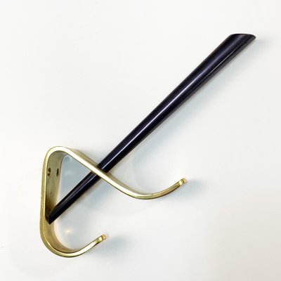 Mid-Century Italian Modern Brass & Lacquered Aluminum Coat Hooks, 1970s, Set of 4-JDR-1125449