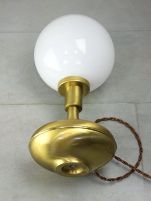 Mid-Century Italian Modern Brass & Opaline Glass Table Lamp-HGJ-1438377