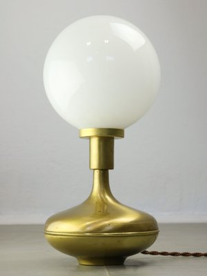 Mid-Century Italian Modern Brass & Opaline Glass Table Lamp-HGJ-1438377