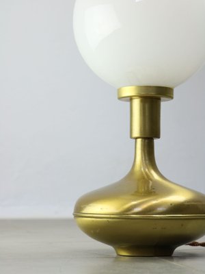 Mid-Century Italian Modern Brass & Opaline Glass Table Lamp-HGJ-1438377