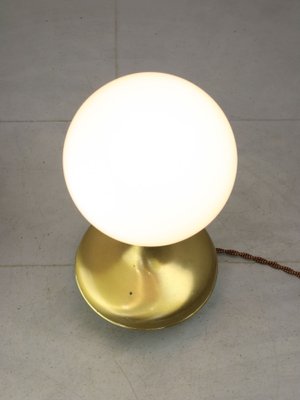 Mid-Century Italian Modern Brass & Opaline Glass Table Lamp-HGJ-1438377