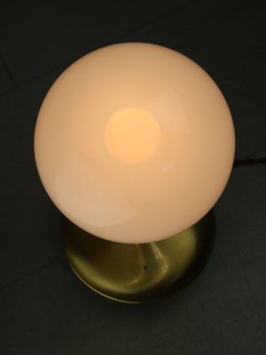 Mid-Century Italian Modern Brass & Opaline Glass Table Lamp-HGJ-1438377