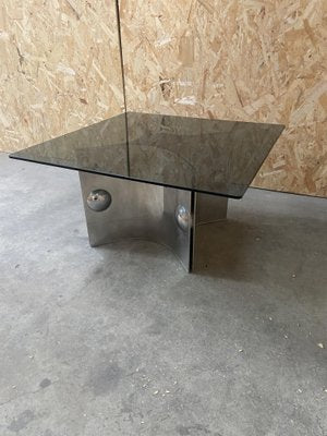 Mid-Century Italian Modern Chrome Base & Smoked Glass Top Coffee or Sofa Table, 1970s-DHH-1150761