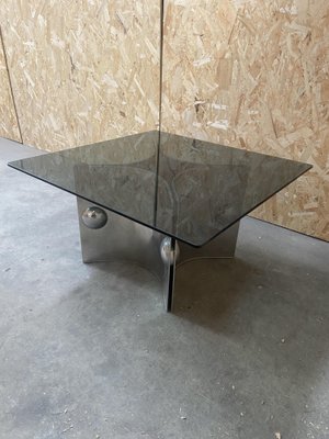 Mid-Century Italian Modern Chrome Base & Smoked Glass Top Coffee or Sofa Table, 1970s-DHH-1150761