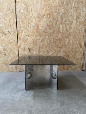 Mid-Century Italian Modern Chrome Base & Smoked Glass Top Coffee or Sofa Table, 1970s-DHH-1150761