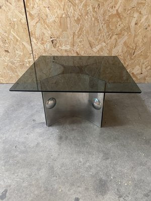 Mid-Century Italian Modern Chrome Base & Smoked Glass Top Coffee or Sofa Table, 1970s-DHH-1150761