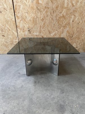 Mid-Century Italian Modern Chrome Base & Smoked Glass Top Coffee or Sofa Table, 1970s-DHH-1150761