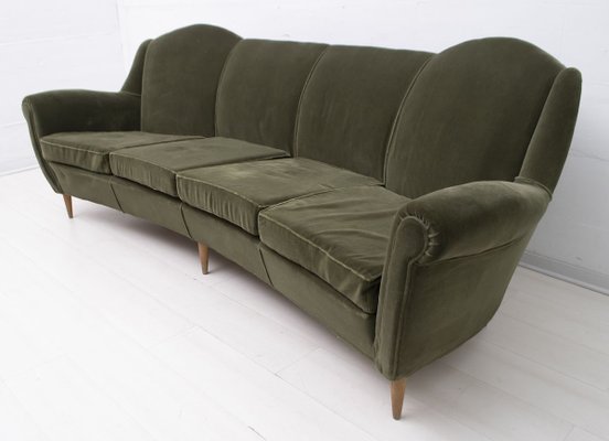 Mid-Century Italian Modern Curved Velvet Sofa, 1950s-FER-809212