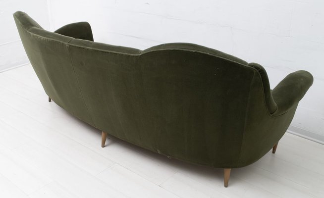 Mid-Century Italian Modern Curved Velvet Sofa, 1950s-FER-809212