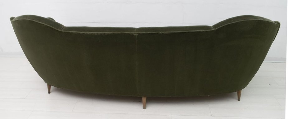 Mid-Century Italian Modern Curved Velvet Sofa, 1950s-FER-809212