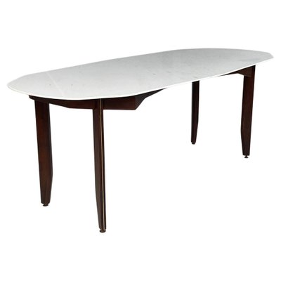 Mid-Century Italian Modern Dining Table in Marble, Wood and Bass, 1960s-GDD-1821588