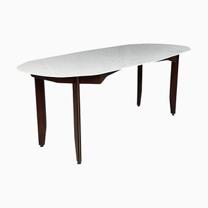 Mid-Century Italian Modern Dining Table in Marble, Wood and Bass, 1960s-GDD-1821588