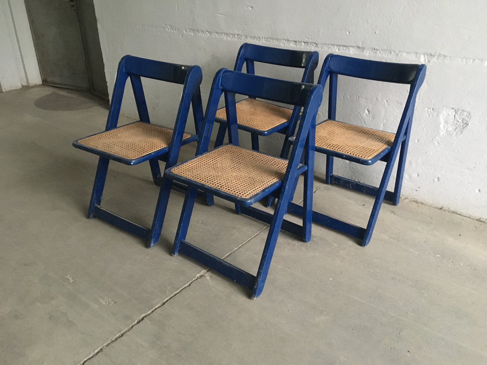 Mid-Century Italian Modern Folding Chairs by Aldo Jacober & Pierangela Daniello Trieste for Alberto Bazzani, 1966, Set of 4