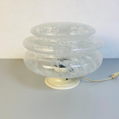 Mid-Century Italian Modern Glass Table Lamp with Abstract Decoration, 1970s-GDD-1123023