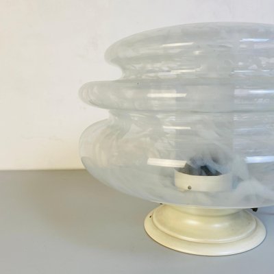 Mid-Century Italian Modern Glass Table Lamp with Abstract Decoration, 1970s-GDD-1123023