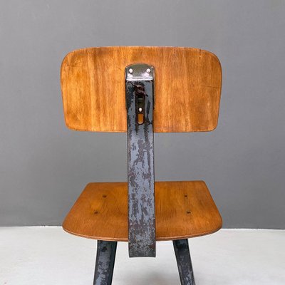 Mid-Century Italian Modern Industrial Iron & Wood Stools, 1960s, Set of 2-GDD-1344892