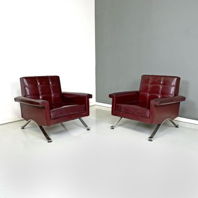 Mid-Century Italian Modern Leather Armchairs attributed to Ico Parisi for Cassina, 1960s, Set of 2-GDD-1798562