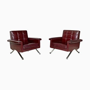 Mid-Century Italian Modern Leather Armchairs attributed to Ico Parisi for Cassina, 1960s, Set of 2-GDD-1798562