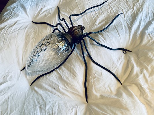 Mid-Century Italian Modern Metal and Glass Spider Wall Lamp, 1950s-PYR-1823811