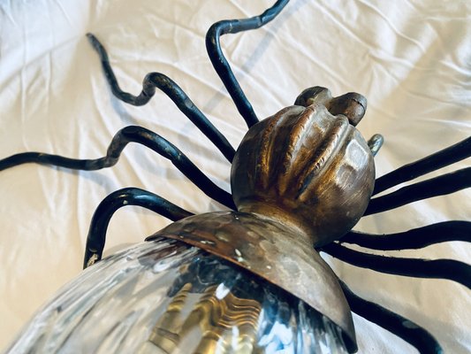 Mid-Century Italian Modern Metal and Glass Spider Wall Lamp, 1950s-PYR-1823811