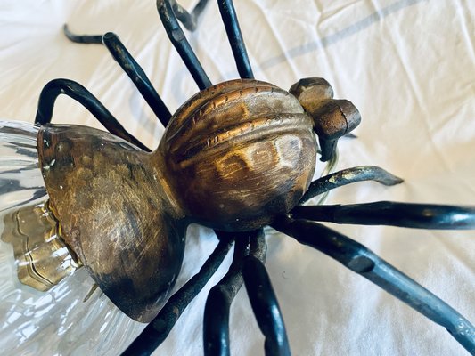 Mid-Century Italian Modern Metal and Glass Spider Wall Lamp, 1950s-PYR-1823811