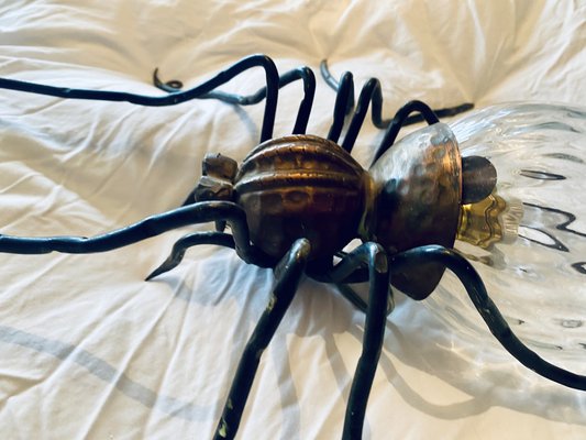 Mid-Century Italian Modern Metal and Glass Spider Wall Lamp, 1950s-PYR-1823811