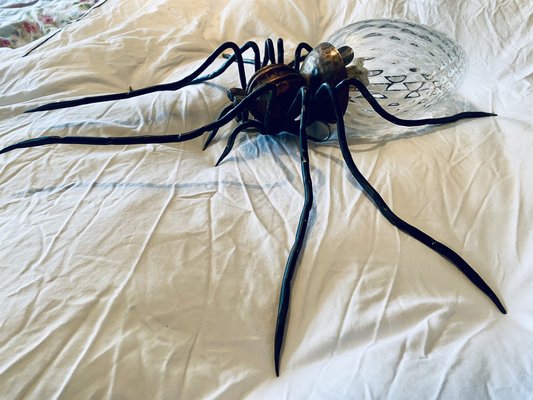 Mid-Century Italian Modern Metal and Glass Spider Wall Lamp, 1950s-PYR-1823811