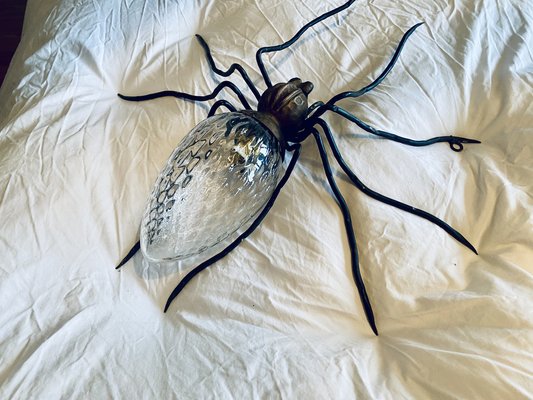 Mid-Century Italian Modern Metal and Glass Spider Wall Lamp, 1950s-PYR-1823811