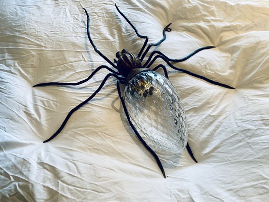 Mid-Century Italian Modern Metal and Glass Spider Wall Lamp, 1950s-PYR-1823811