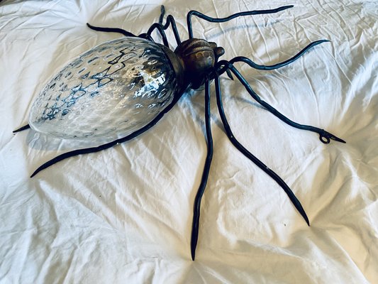 Mid-Century Italian Modern Metal and Glass Spider Wall Lamp, 1950s-PYR-1823811