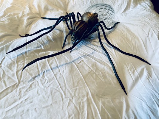 Mid-Century Italian Modern Metal and Glass Spider Wall Lamp, 1950s-PYR-1823811