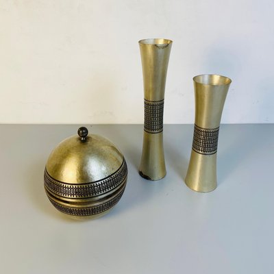 Mid-Century Italian Modern Metal Centerpieces, 1970s, Set of 3-GDD-1120733