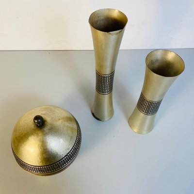 Mid-Century Italian Modern Metal Centerpieces, 1970s, Set of 3-GDD-1120733