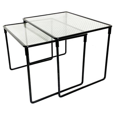 Mid-Century Italian Modern Metal & Glass Coffee Tables, 1970s, Set of 2-GDD-1191829