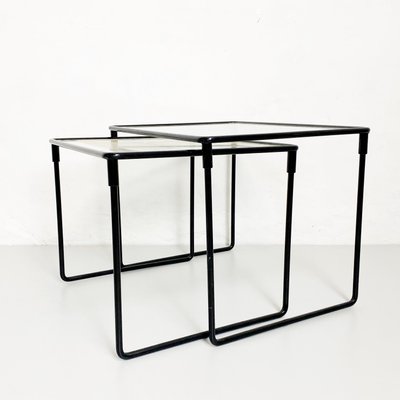 Mid-Century Italian Modern Metal & Glass Coffee Tables, 1970s, Set of 2-GDD-1191829