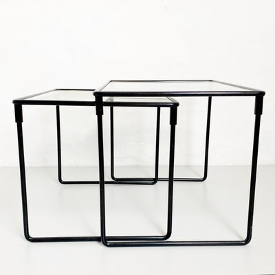 Mid-Century Italian Modern Metal & Glass Coffee Tables, 1970s, Set of 2-GDD-1191829