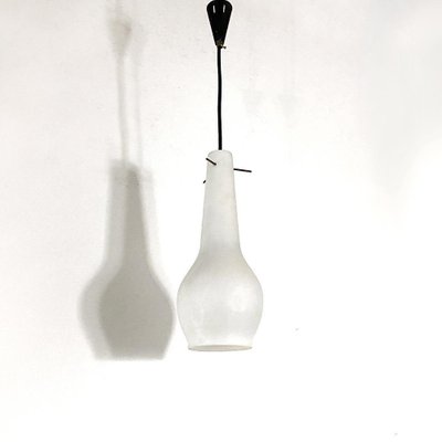 Mid-Century Italian Modern Metal & Opaline Glass Chandelier, 1960s-GDD-1224059