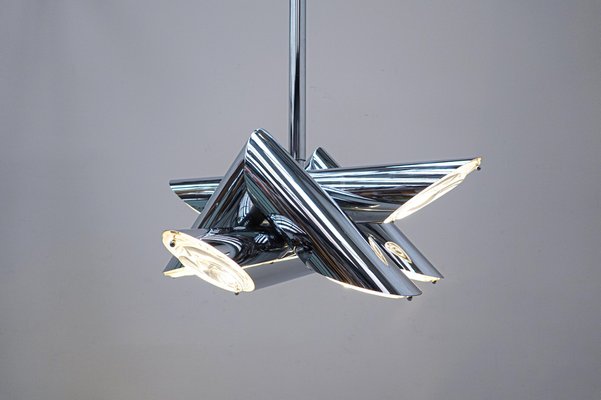 Mid-Century Italian Modern Metal Suspension in the Style of Gaetano Sciolari-FGA-981483