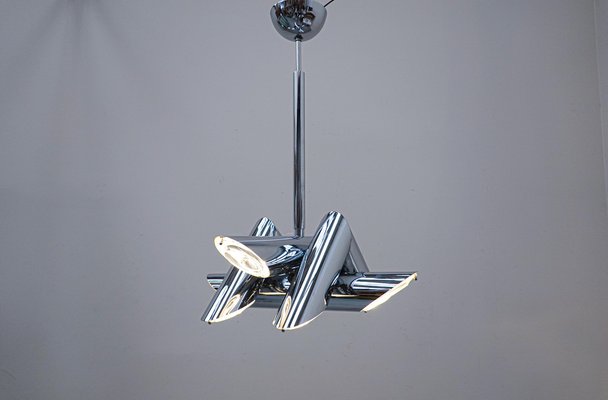 Mid-Century Italian Modern Metal Suspension in the Style of Gaetano Sciolari-FGA-981483