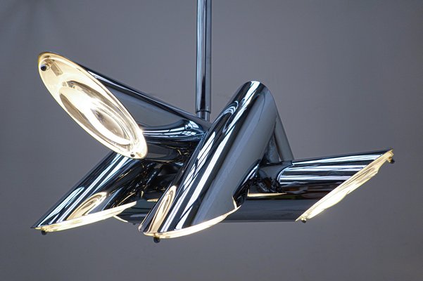 Mid-Century Italian Modern Metal Suspension in the Style of Gaetano Sciolari-FGA-981483