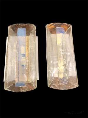 Mid-Century Italian Modern Murano Art Glass Wall Sconces from Mazzega, Italy, 1970, Set of 2-HQI-1281101