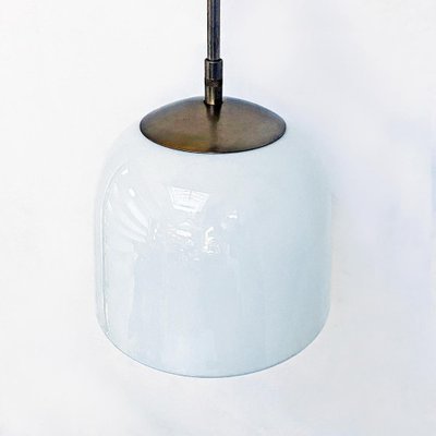 Mid-Century Italian Modern Opalin Glass Chanderlier with Central Steel Rod, 1970-GDD-1165954