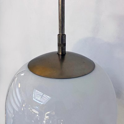 Mid-Century Italian Modern Opalin Glass Chanderlier with Central Steel Rod, 1970-GDD-1165954