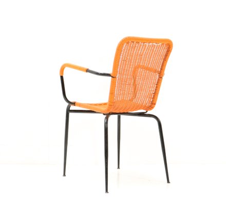 Mid-Century Italian Modern Orange Stackable Outdoor Armchairs, 1960s, Set of 4-MY-1279421