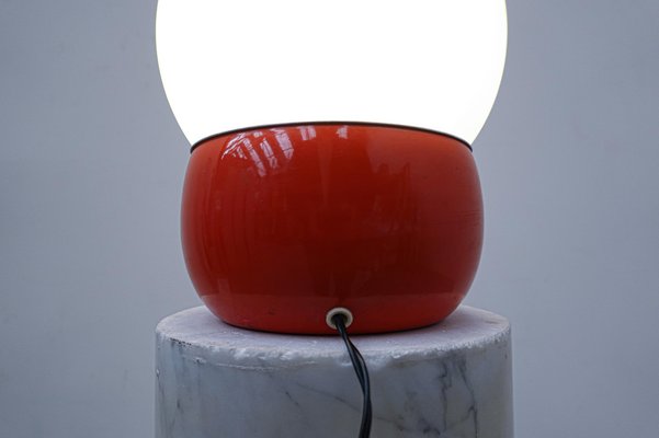 Mid-Century Italian Modern Red Desk Lamp in Metal and Glass, 1960s-FGA-981478