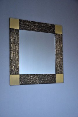 Mid-Century Italian Modern Solid Bronze Square Mirror-IEI-792014