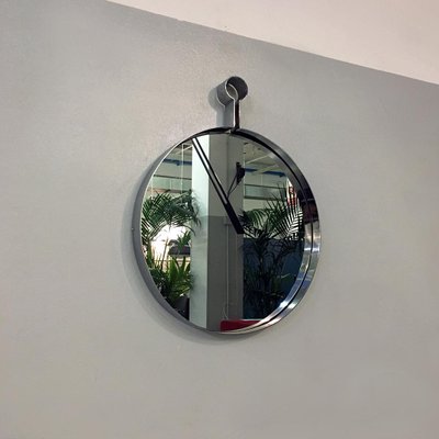 Mid-Century Italian Modern Steel Circular Mirror, 1970s-GDD-1096561