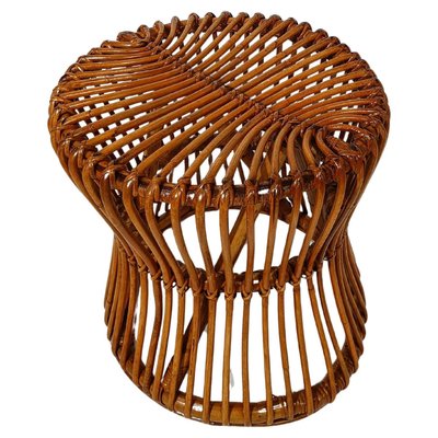 Mid-Century Italian Modern Stool or Side Table in Cane, Rattan & Wicker in the style of Franco Albini, 1950s-UIW-2034457