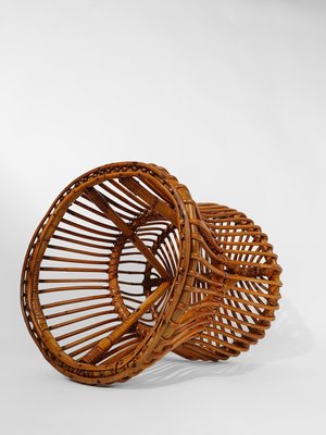 Mid-Century Italian Modern Stool or Side Table in Cane, Rattan & Wicker in the style of Franco Albini, 1950s-UIW-2034457